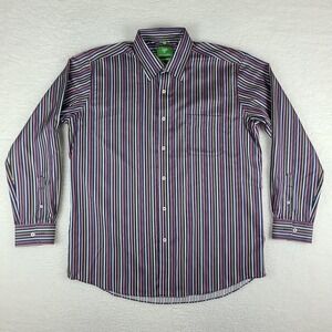 Forsyth Of Canada Shirt Mens Large Blue Red Striped Non Iron Dress Button‎ Up